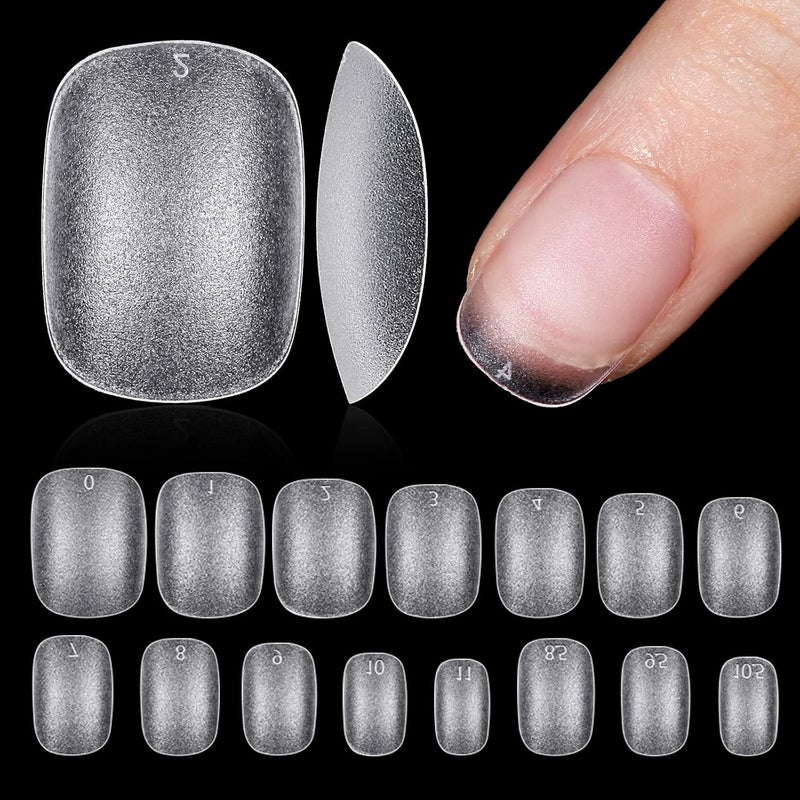 TOMICCA Extra Short Oval Nail Tips, Acrylic Double Sided Matte Fake Nails for Extension,240Pcs 15 Sizes Press On Nail Tips for Home DIY Art Women Girls - Image 1